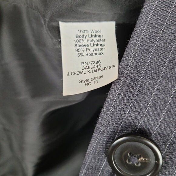 J. Crew Size 6 1035 Super 120's Wool Blazer Pinstripe Gray - Picture 11 of 12